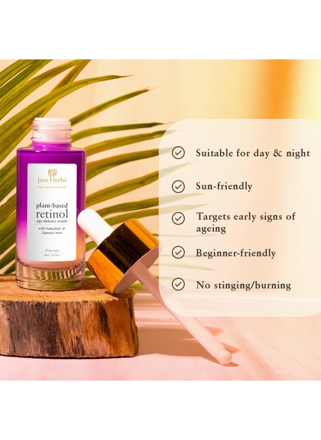 Just Herbs Plant-based Retinol, Bakuchiol Anti-aging Day & Night Face Serum For Fine Lines,Wrinkles and Dark Spots,Suitable for Men & Women - 30 ml  - Image 4