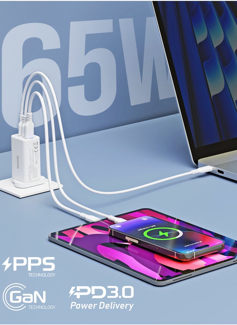 Moxedo Moxedo Volton Pro PD GaN Charger 65W PD 3.0 with Dual USB-C/1 USB-A Port Adapter Wall Charger for iPhone, Samsung, Huawei and More  - Image 2