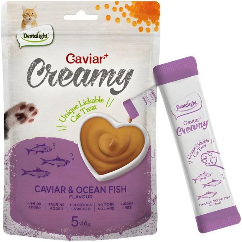 Dentalight Caviar+ Creamy Lickable Cat Treat 5pcs x 10g -  Caviar & Ocean Fish Flavour - Image 2