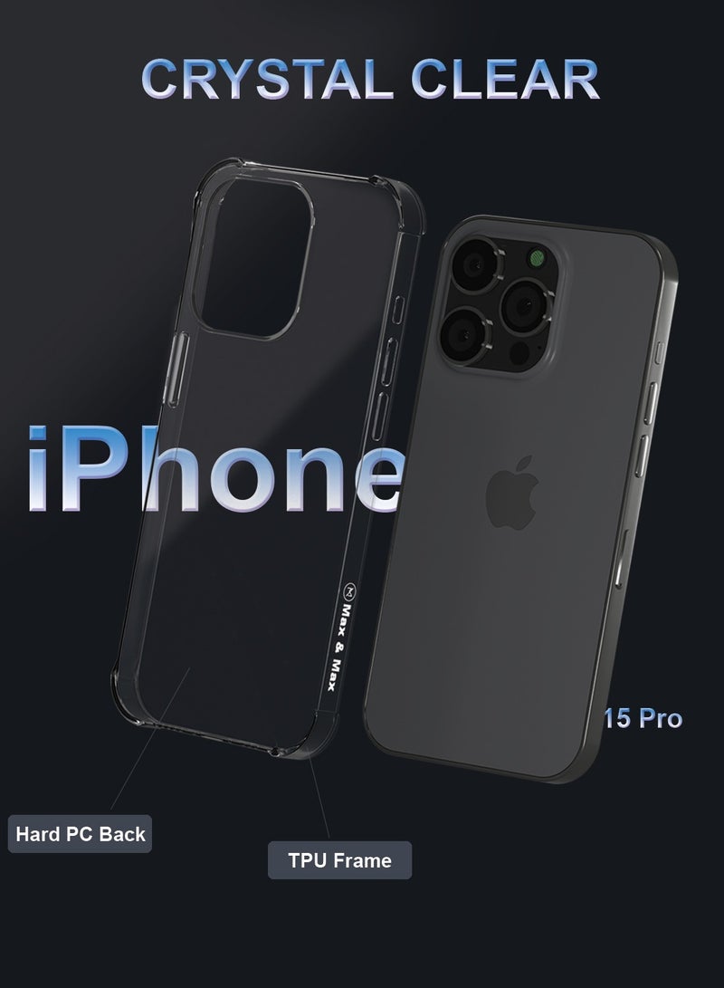 Max & Max iPhone 15 Pro Clear Case – Ultra Slim Crystal Transparent Cover, Anti-Yellowing & Anti-Scratch Protection for iPhone 15 Pro (6.1 inch) - Image 4