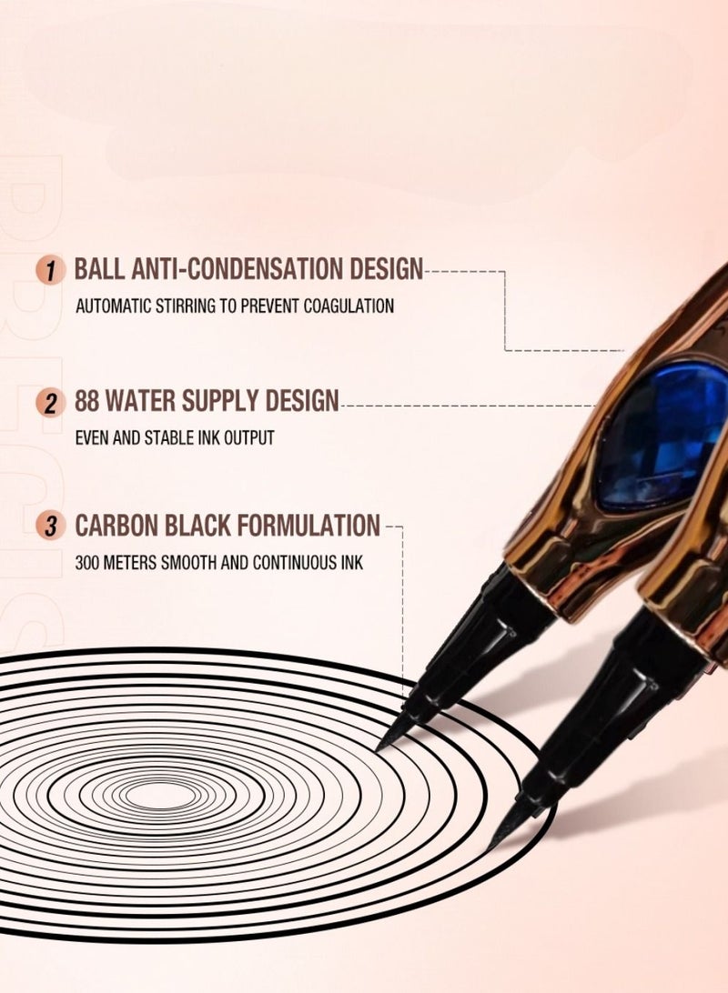 روينزا قلم تحديد عيون بفرشاة يدوم 24 ساعة أسود كاجل - Image 2