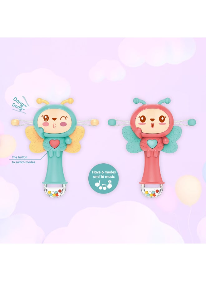 COGNIKIDS لعبة جرس الطفولة - طبل مضيء موسيقي مع 6 أوضاع و 16 أغنية | مقبض مطاطي ناعم للتسنين | صوت، أضواء وخرز | لعبة حسية للأطفال من 6 أشهر فما فوق | خالية من BPA 1 قطعة - Image 3