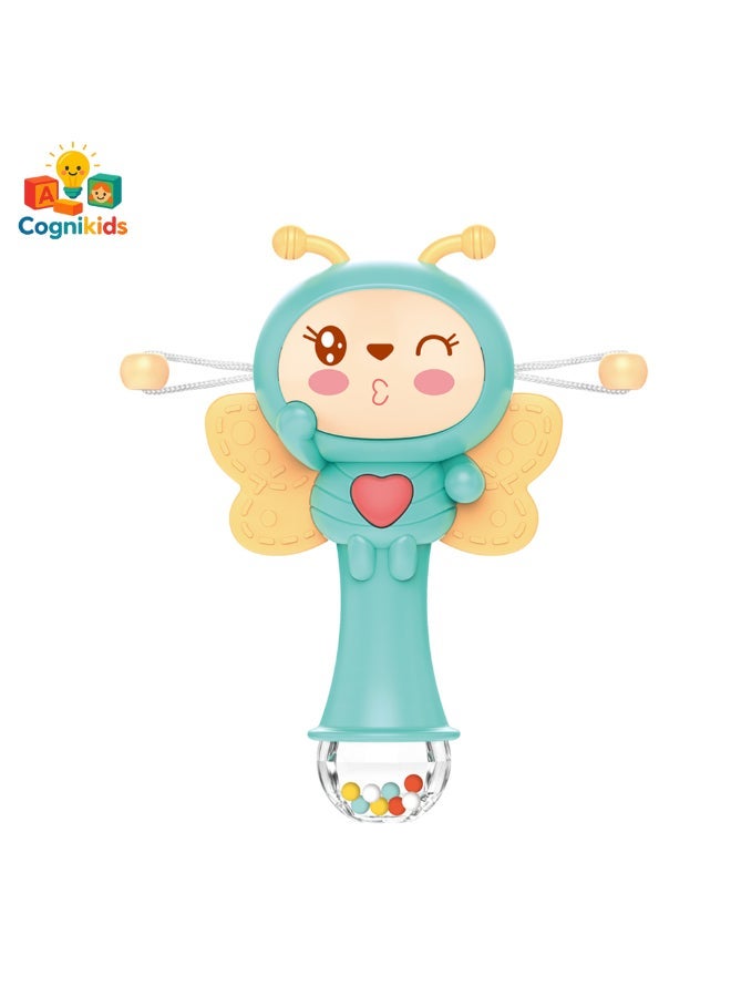 COGNIKIDS Baby Rattle-Drum Toy – Light-Up Musical Rattle With 6 Modes & 16 Songs | Soft Rubber Teething Handle | Sound, Lights & Beads | Infant Sensory Toy For 6M+ | Bpa-Free 1Pc - Image 1