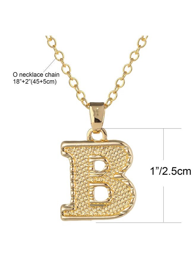 SAELACY Initial Necklace for Women Men 14K Gold Plated 26 Letters Name Pendant Necklace (B) - Image 2