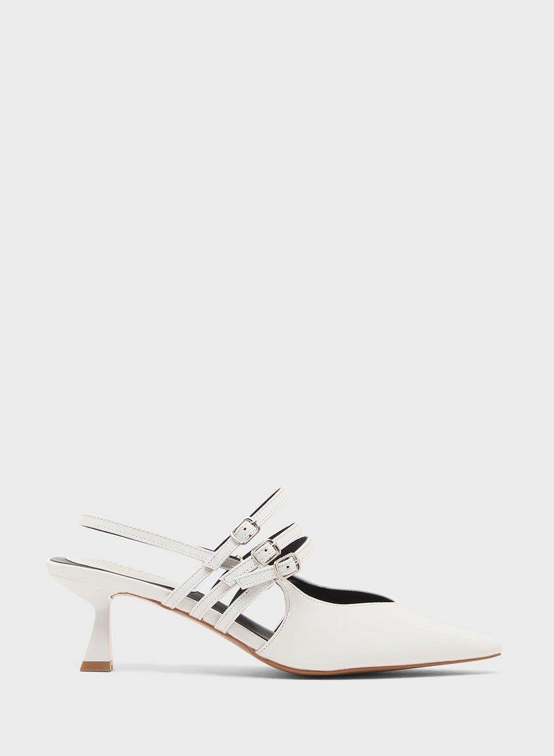 Truffle Low Heel Pumps With Sling Back Strap - Image 1