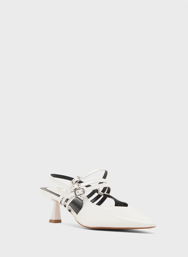 Truffle Low Heel Pumps With Sling Back Strap