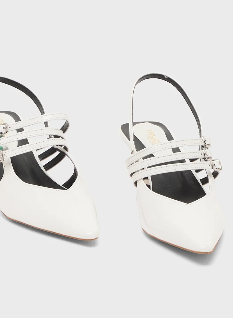 Truffle Low Heel Pumps With Sling Back Strap