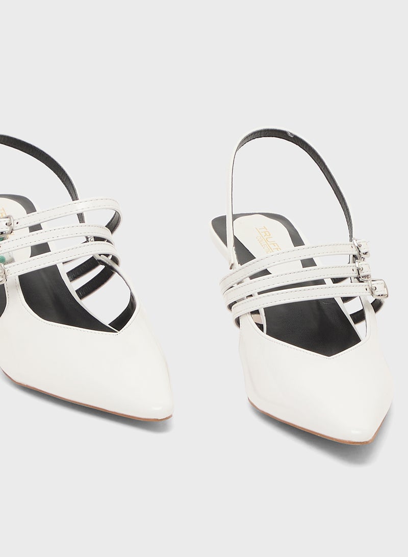Truffle Low Heel Pumps With Sling Back Strap - Image 4