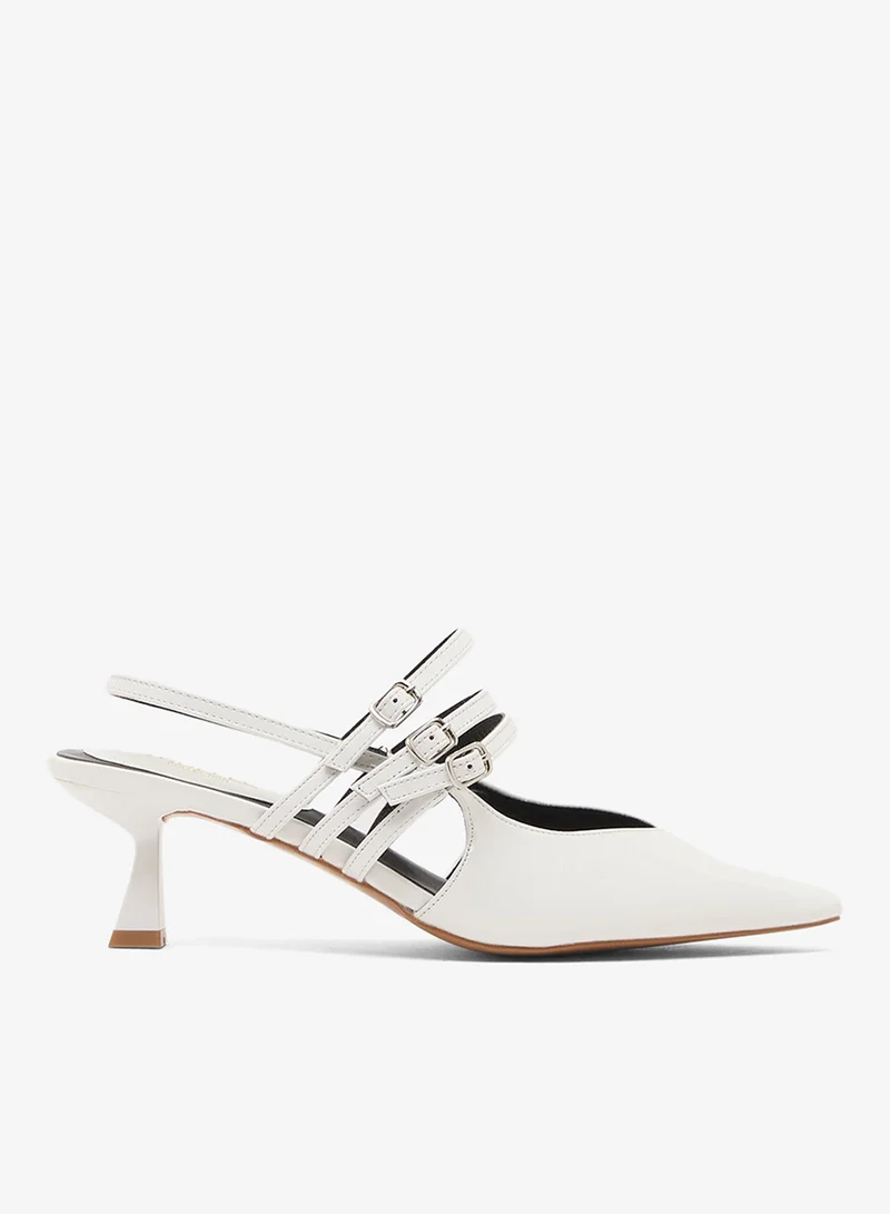 Truffle Low Heel Pumps With Sling Back Strap