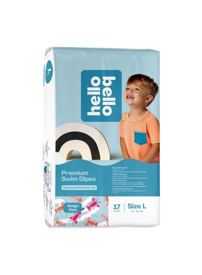 Hello Bello حفاضات السباحة الفاخرة هالو بيلو - الحجم L (32-40 رطل)، تصاميم جراد البحر الجذابة الزاهية، عبوة ضخمة تحتوي على 17 حفاضة - Image 1