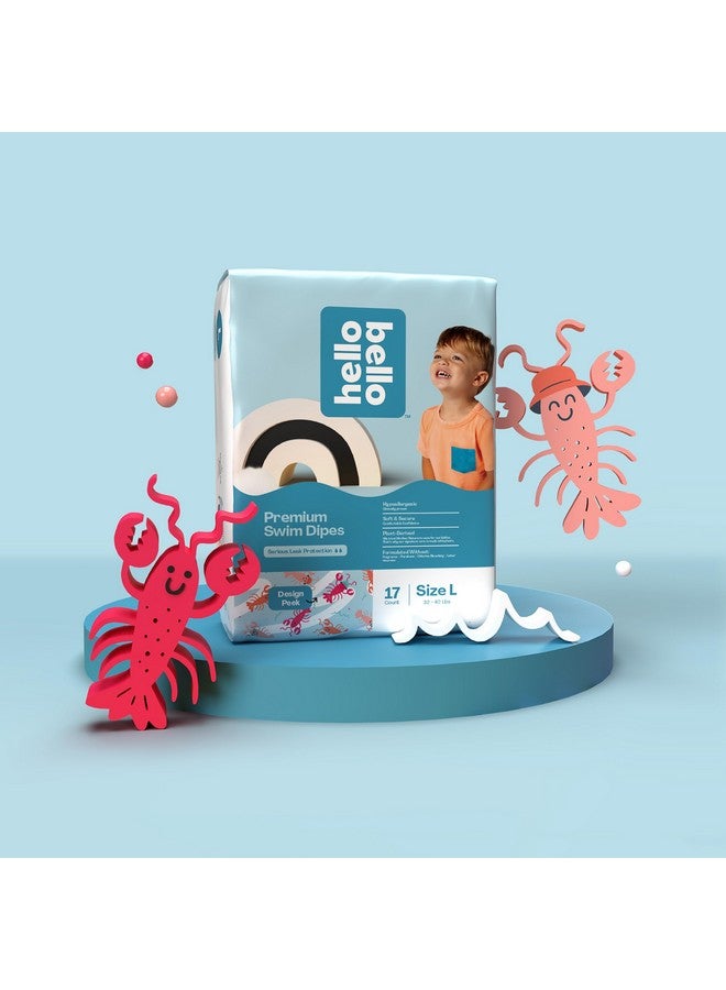 Hello Bello حفاضات السباحة الفاخرة هالو بيلو - الحجم L (32-40 رطل)، تصاميم جراد البحر الجذابة الزاهية، عبوة ضخمة تحتوي على 17 حفاضة - Image 2