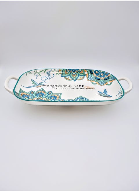 A Pasta Baking Dish With A Decorative Pattern Made Of Bone China