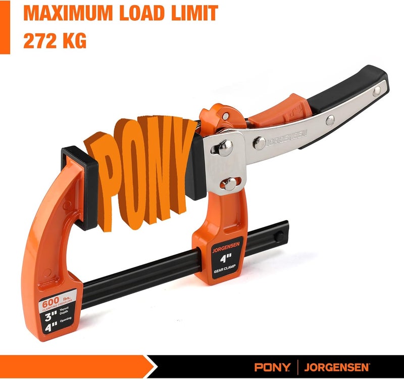 Jorgensen 10.2 cm Bar Clamp Set, Bar Clamp for Woodworking, Quick Release Gear Clamp with 272 kg Load Limit - 2 Pack - Image 3