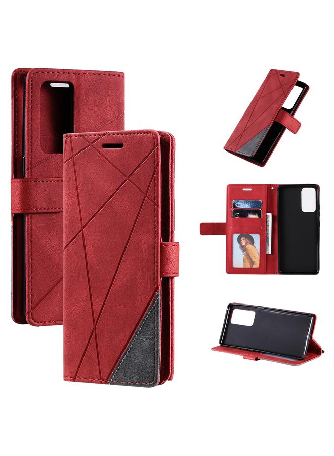 اس-توب جراب لهاتف OPPO Reno6 Pro+ 5G، جراب جلدي أفقي قابل للطي مع حامل وفتحات للبطاقات ومحفظة وإطار للصور - Image 1