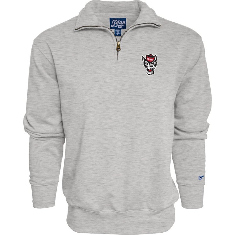 Blue 84 Men's North Carolina State Wolfpack Quarter Zip Sweatshirt Icon Grey, Grey, XX-Large - Image 1