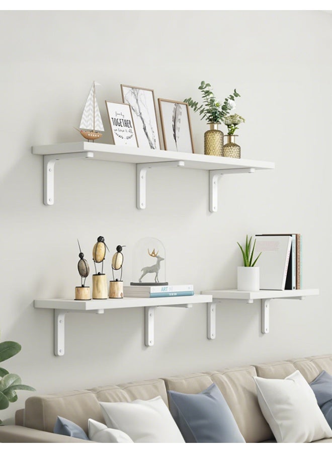 رفوف عائمة، أربع مجموعات من رفوف حائط خشبية للديكور، رف تخزين مثبت في الحمام، المطبخ، جدار الكتب، غرفة النوم، غرفة المعيشة-أبيض - Image 2