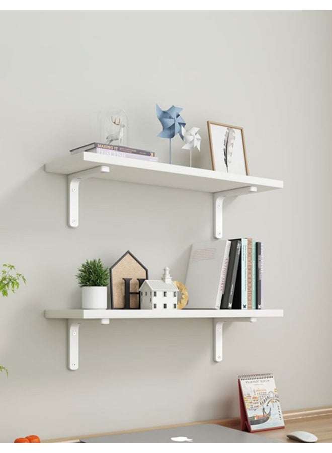 رفوف عائمة، أربع مجموعات من رفوف حائط خشبية للديكور، رف تخزين مثبت في الحمام، المطبخ، جدار الكتب، غرفة النوم، غرفة المعيشة-أبيض - Image 3