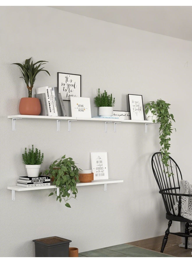 رفوف عائمة، أربع مجموعات من رفوف حائط خشبية للديكور، رف تخزين مثبت في الحمام، المطبخ، جدار الكتب، غرفة النوم، غرفة المعيشة-أبيض - Image 5