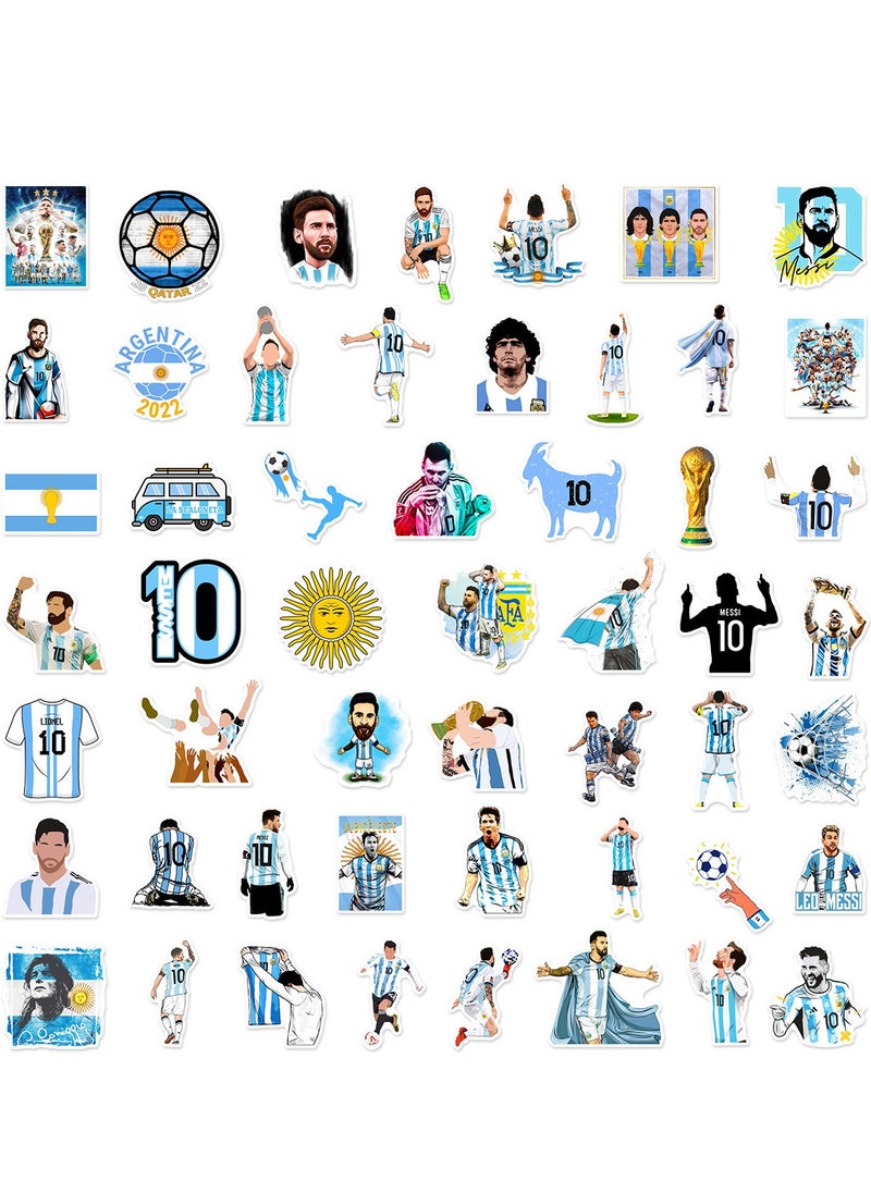 Generic - 50-Piece Messi Stickers, World Cup Football Sticker, Waterproof Stickers for Laptop,Skateboard, Water Bottles,Computer,Phone,Guitar, Stickers for Kids, Teens and Adult - Image 1