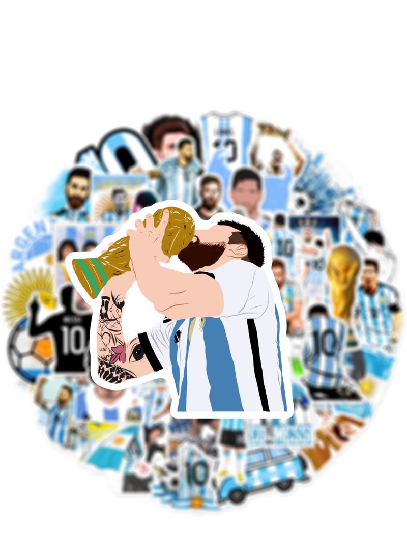 Generic - 50-Piece Messi Stickers, World Cup Football Sticker, Waterproof Stickers for Laptop,Skateboard, Water Bottles,Computer,Phone,Guitar, Stickers for Kids, Teens and Adult - Image 1