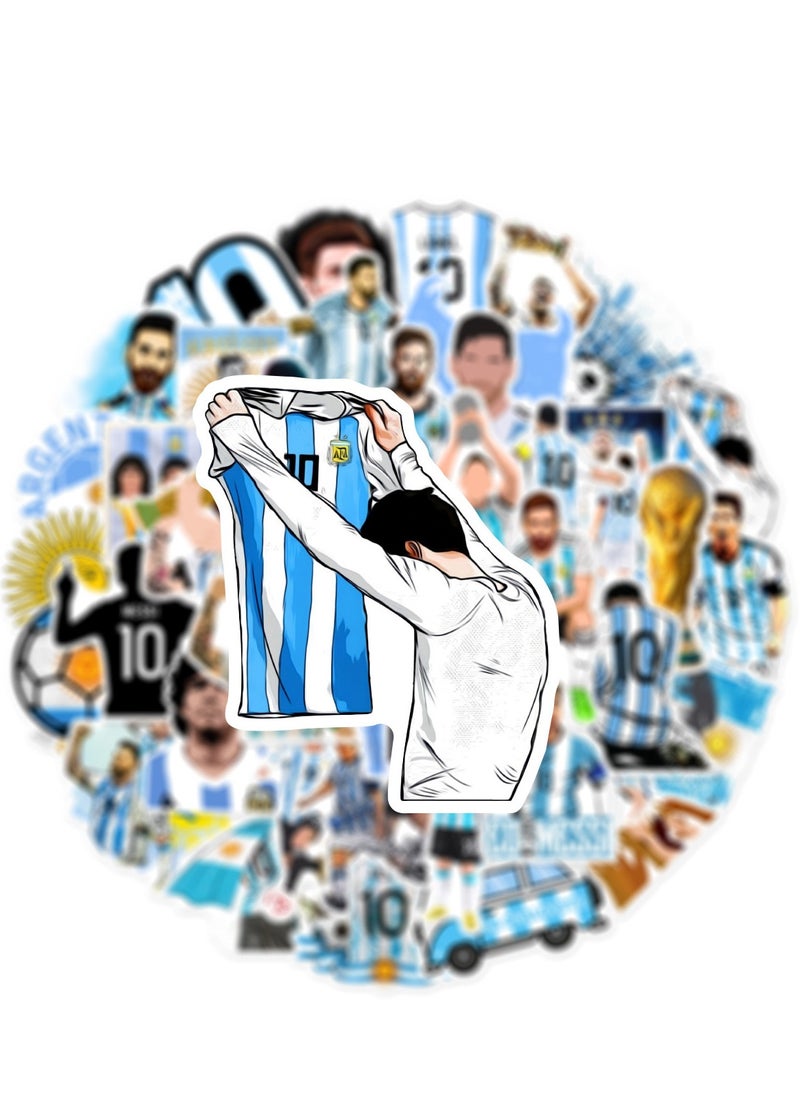 Generic - 50-Piece Messi Stickers, World Cup Football Sticker, Waterproof Stickers for Laptop,Skateboard, Water Bottles,Computer,Phone,Guitar, Stickers for Kids, Teens and Adult - Image 1