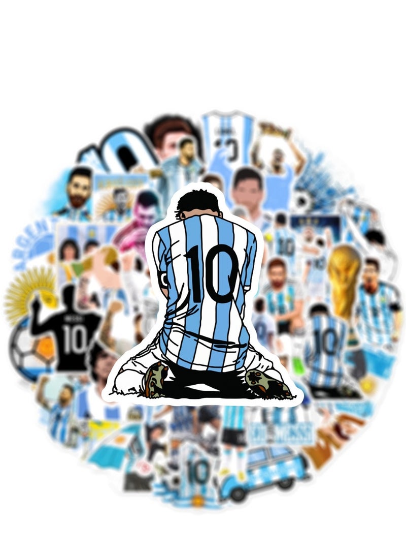 Generic - 50-Piece Messi Stickers, World Cup Football Sticker, Waterproof Stickers for Laptop,Skateboard, Water Bottles,Computer,Phone,Guitar, Stickers for Kids, Teens and Adult - Image 1