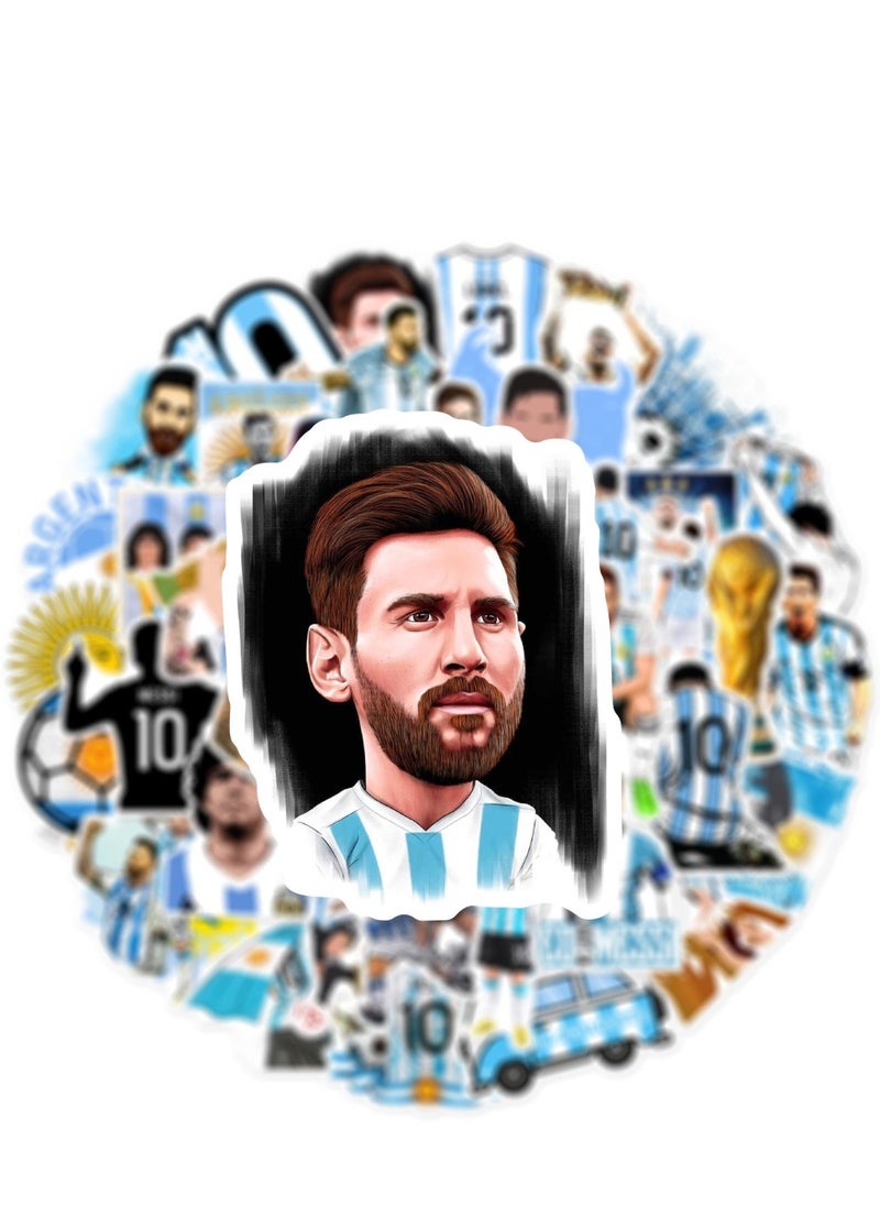 Generic - 50-Piece Messi Stickers, World Cup Football Sticker, Waterproof Stickers for Laptop,Skateboard, Water Bottles,Computer,Phone,Guitar, Stickers for Kids, Teens and Adult - Image 1