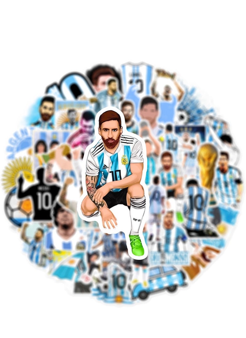 Generic - 50-Piece Messi Stickers, World Cup Football Sticker, Waterproof Stickers for Laptop,Skateboard, Water Bottles,Computer,Phone,Guitar, Stickers for Kids, Teens and Adult - Image 1
