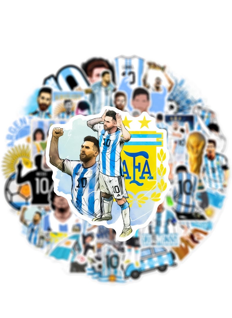 Generic - 50-Piece Messi Stickers, World Cup Football Sticker, Waterproof Stickers for Laptop,Skateboard, Water Bottles,Computer,Phone,Guitar, Stickers for Kids, Teens and Adult - Image 1
