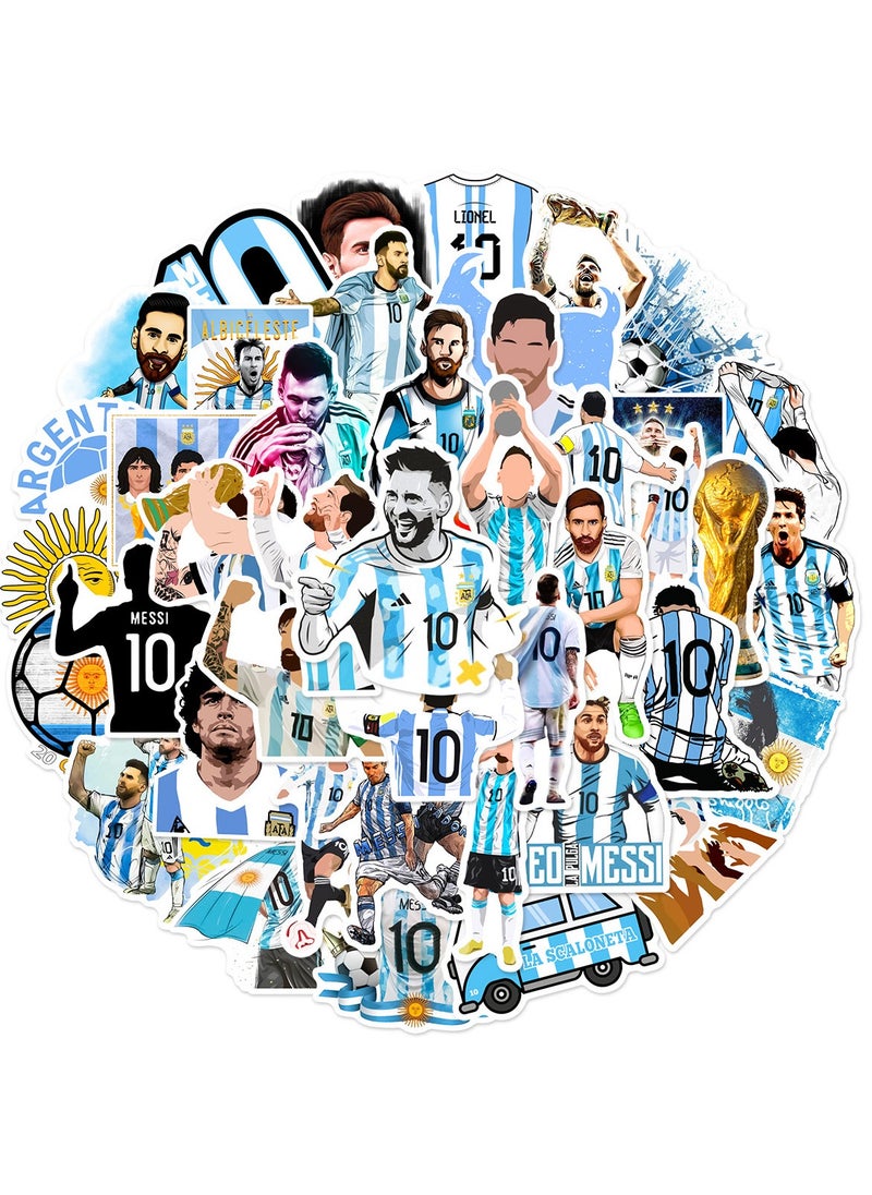 Generic - 50-Piece Messi Stickers, World Cup Football Sticker, Waterproof Stickers for Laptop,Skateboard, Water Bottles,Computer,Phone,Guitar, Stickers for Kids, Teens and Adult - Image 1
