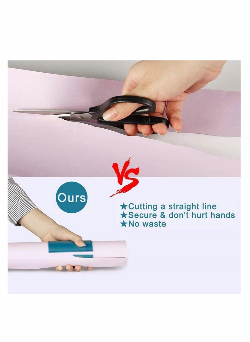 SYOSI Wrapping Paper Cutter, Birthday Gift Wrapping Cutting Tool Tube, Craft Paper Roll Sliding Line Cut Trimmer, Easy Quick, Safer And Easier Cut 3 Pcs Blue, Black, White - Image 3