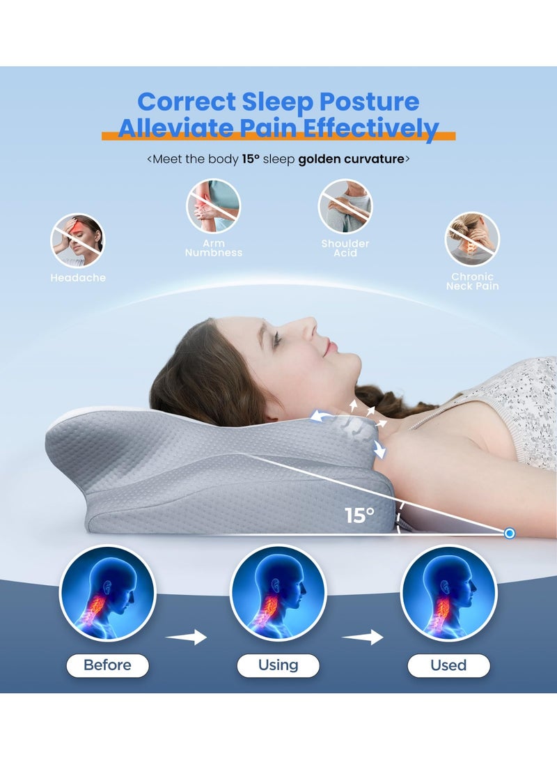 نيفيو وسادة عنق من إسفنج الذاكرة، وسادة تقويمية مريحة 2 في 1 لآلام الرقبة، وسائد دعم محيطية لمن ينامون على جانبهم وظهرهم وبطنهم - Image 5