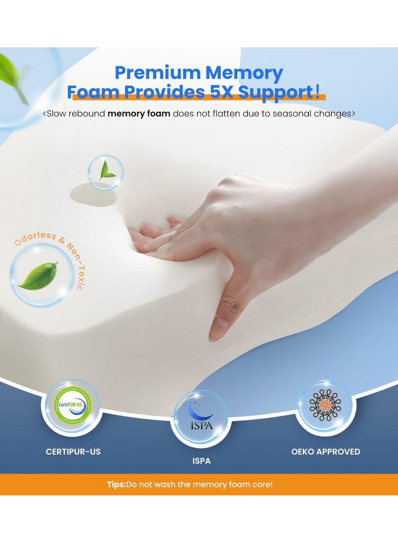 نيفيو وسادة عنق من إسفنج الذاكرة، وسادة تقويمية مريحة 2 في 1 لآلام الرقبة، وسائد دعم محيطية لمن ينامون على جانبهم وظهرهم وبطنهم - Image 2