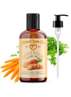 Natural Born Oils Carrot Seed Oil 8oz Organic ColdPressed High in Carotene Skin Elasticity Enhancer Hair Strengthener