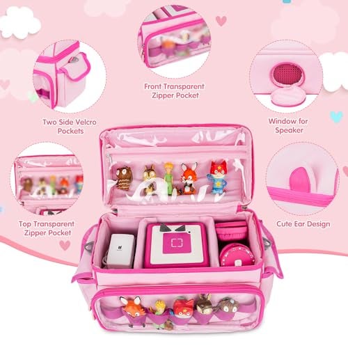 Jaffzora Carrying Case Compatible with Toniebox 2 & 1 Starter Set,Cute Storage Bag for Tonies Figures Characters,Tonies Headphones & Accessories, Pink(Bag Only) - Image 2