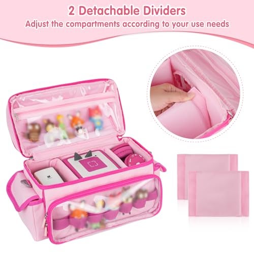 Jaffzora Carrying Case Compatible with Toniebox 2 & 1 Starter Set,Cute Storage Bag for Tonies Figures Characters,Tonies Headphones & Accessories, Pink(Bag Only) - Image 3