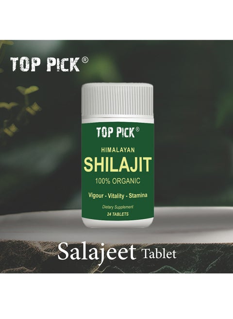 100% Natural Himalayan Shilajit, Boost Stamina & Improve Health, Dietary Supplement, 24 Tablets