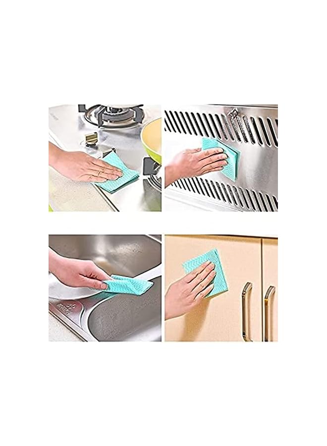 JEBBLAS Disposable Cleaning Towels Kitchen Dish Towels and Dish Cloths Reusable Cleaning Cloth Roll Disposable Rags Wipe Roll Thick Handy Cleaning Wipes Quick-Dry 50 Count/Roll, Total 3 Rolls, Green… - Image 4