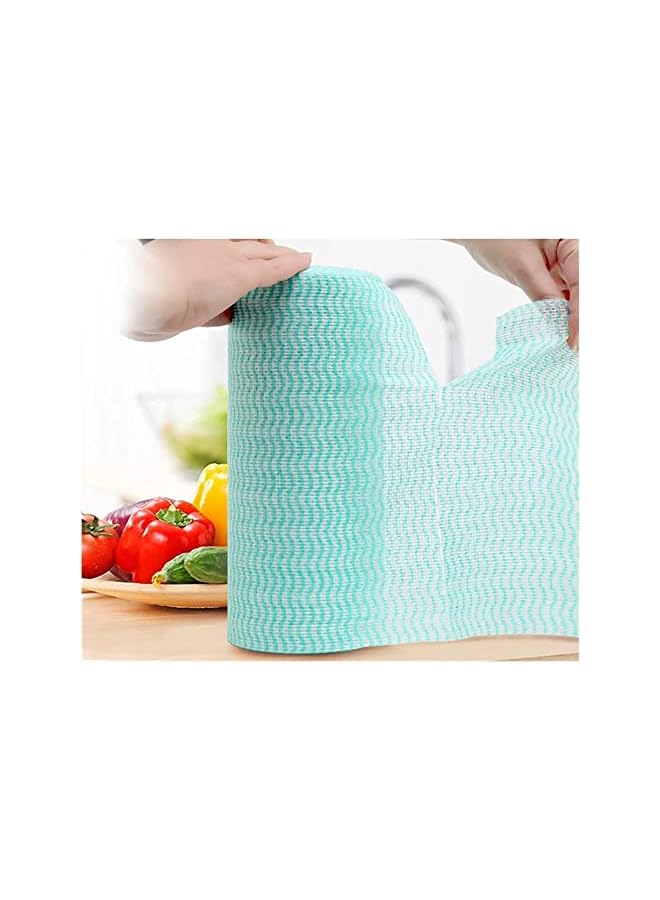 JEBBLAS Disposable Cleaning Towels Kitchen Dish Towels and Dish Cloths Reusable Cleaning Cloth Roll Disposable Rags Wipe Roll Thick Handy Cleaning Wipes Quick-Dry 50 Count/Roll, Total 3 Rolls, Green… - Image 3