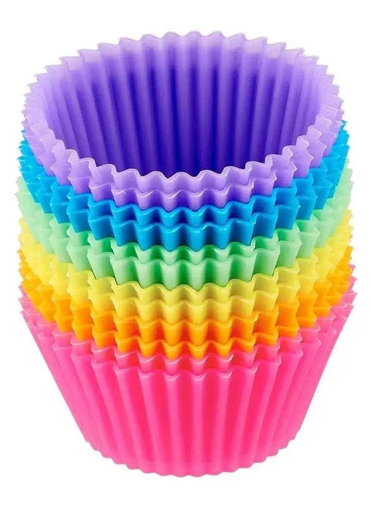 7cm Silicone Muffin Cup Food Grade High Temperature Resistant Baking Cake Cup Oven Air Fryer Special Cake Mold (12PS) - Image 1