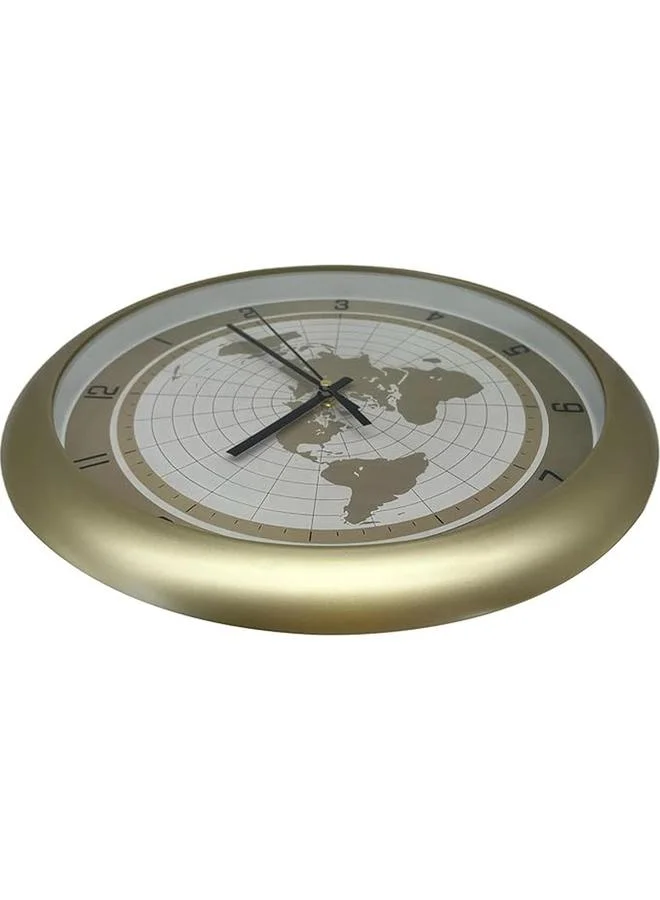 Orchid World Map Wall Clock, 36 Cm Gold