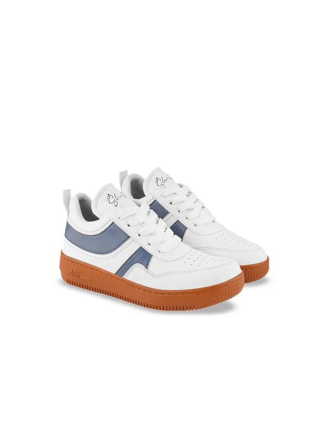 شوتوبيا Shoetopia Girls Striped Lightweight Lace-Up Sneakers