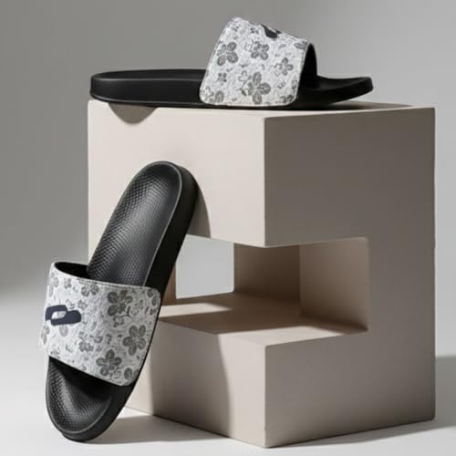 TRASE Women Slides - Trendy Printed, Comfortable & Waterproof Slip-On Slippers (BLACK, 6 UK) - Image 4