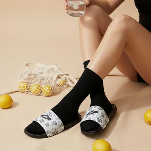 TRASE Women Slides - Trendy Printed, Comfortable & Waterproof Slip-On Slippers (BLACK, 6 UK) - Image 3