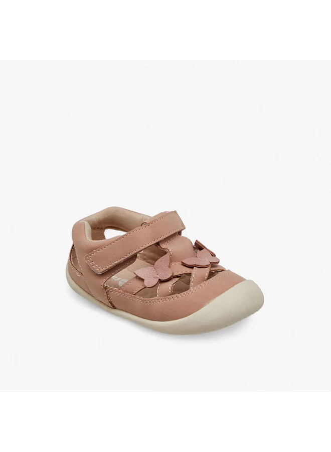 بيرفيت Girls Butterfly Applique Sandals with Hook and Loop Closure