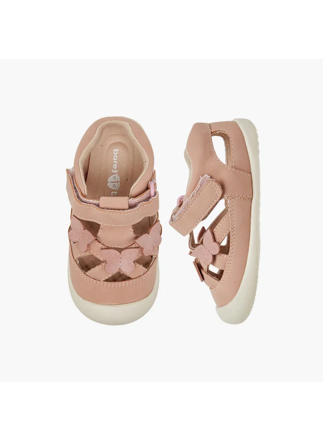 بيرفيت Girls Butterfly Applique Sandals with Hook and Loop Closure