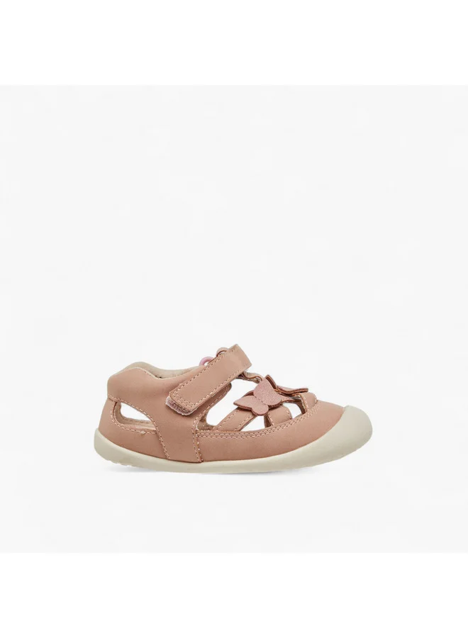 Barefeet Girls Butterfly Applique Sandals with Hook and Loop Closure