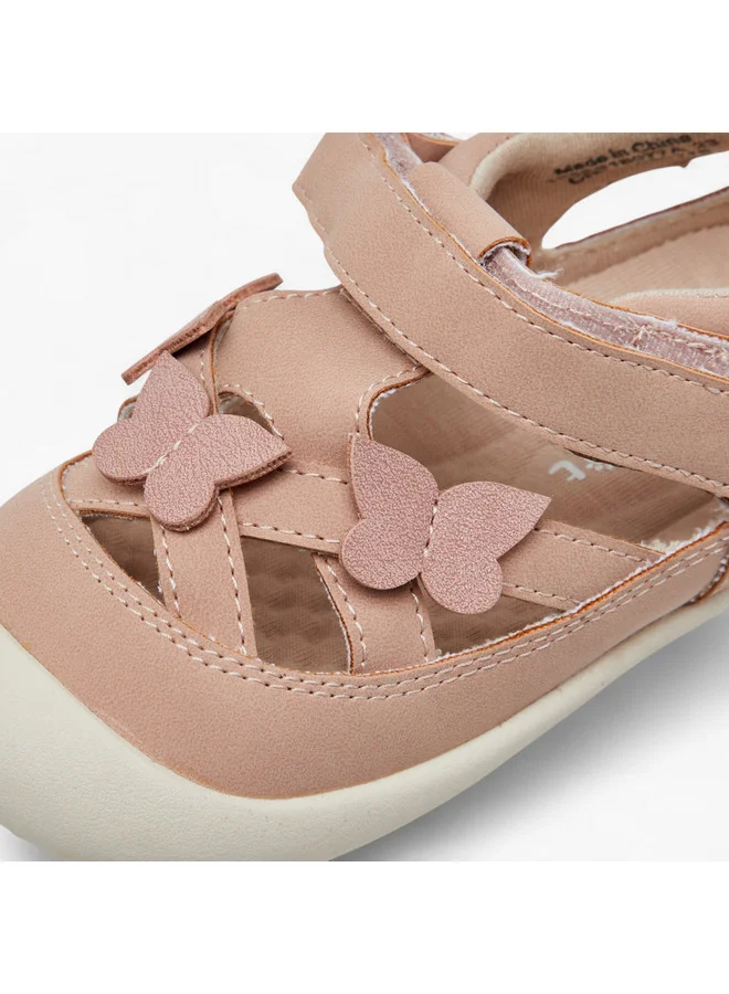 Barefeet Girls Butterfly Applique Sandals with Hook and Loop Closure