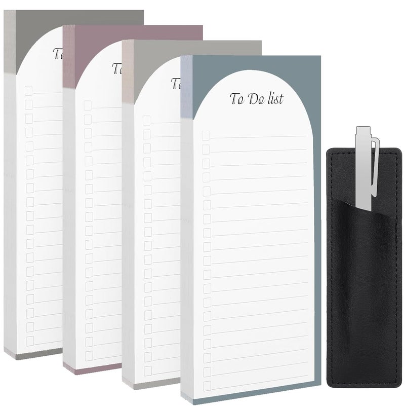 Thboxes 4 Pack Magnetic To Do List Refrigerator with Pen Holder, Totally 200 Sheets Magnetic Note Pad for Fridge Grocery List Magnet Pad for Fridge(Morandi Design) - Image 1
