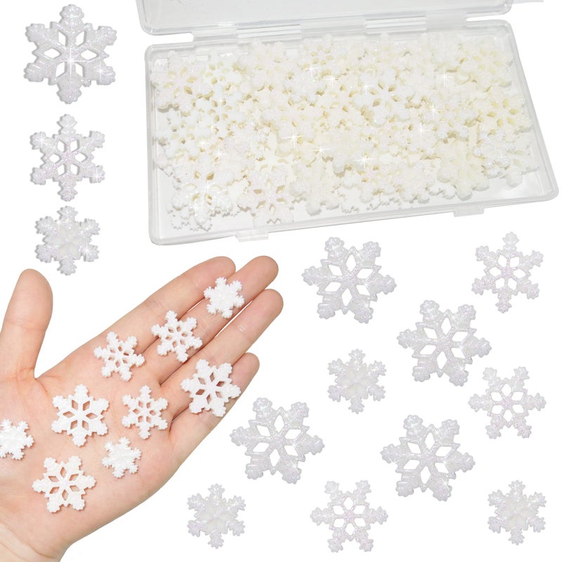 HADDIY Small Snowflakes for Craft60 Pcs White Glitter Plastic Mini Snowflake for Christmas Embellishments and Winter Party DIY Craft Decoration3 Different Size